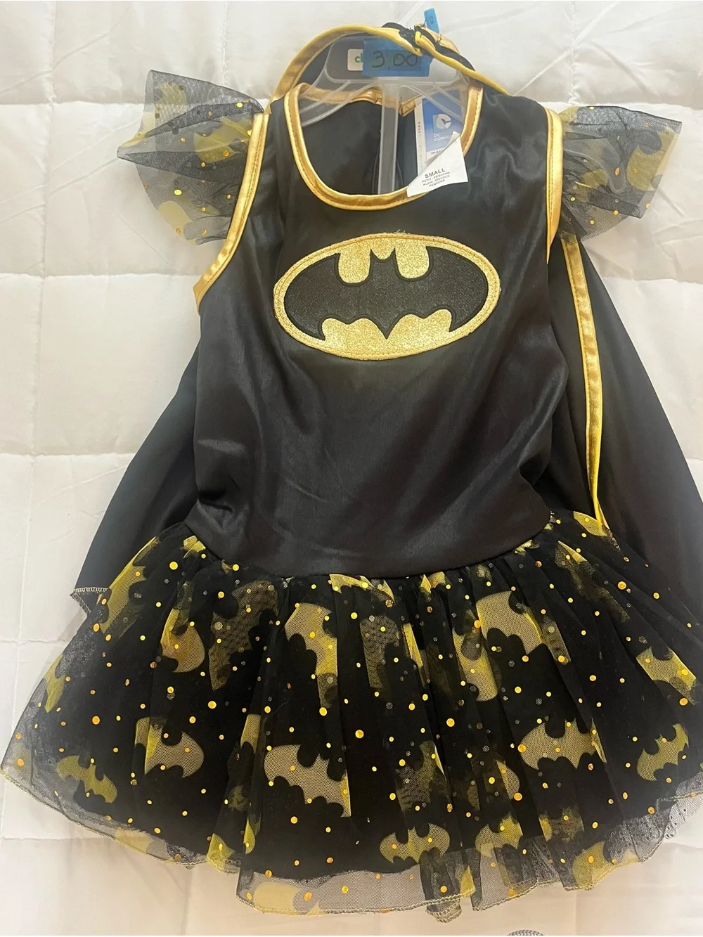 DC Superhero Girls Batgirl Black and Gold Kids Costume Dress- S